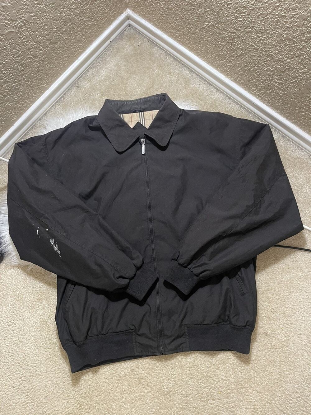 Vintage Winner Mate Black Microfiber Harrington Bomber Jacket Size XL